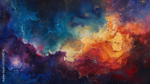 Abstract cosmic painting with vibrant colors © iVGraphic