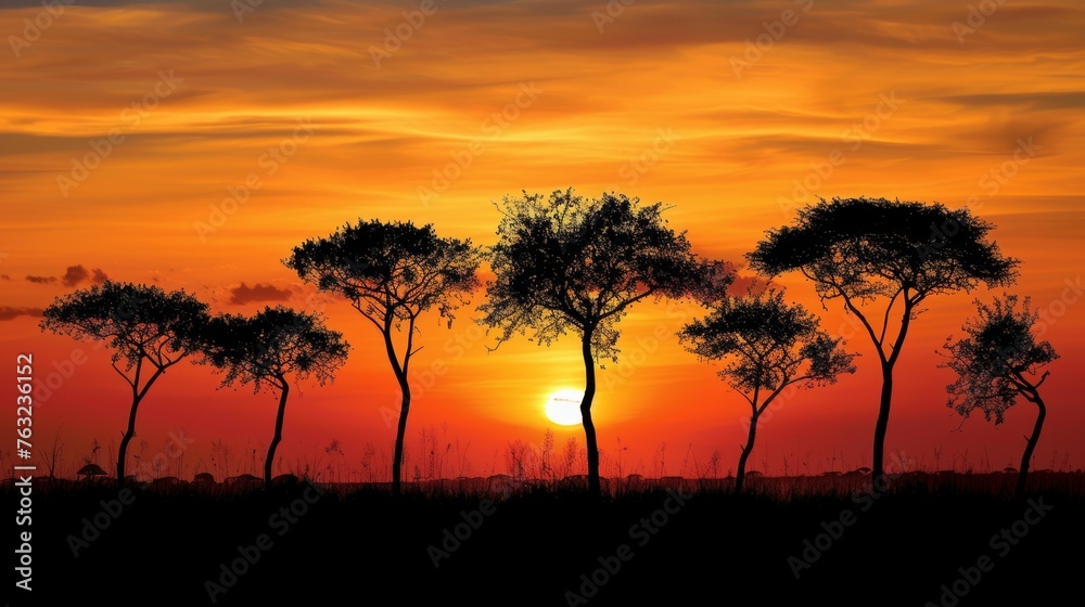 Silhouette of trees against sunset sky