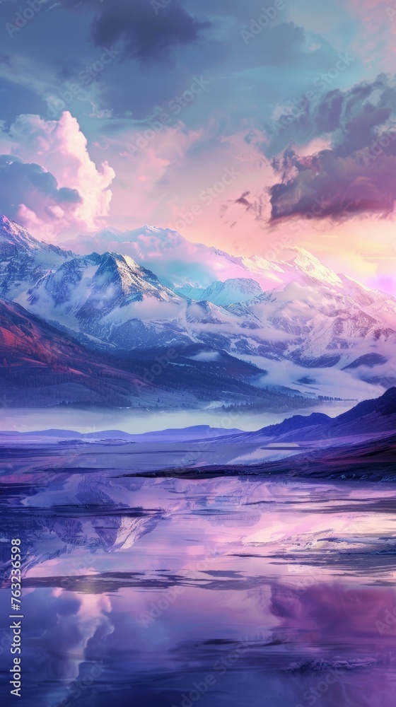 Surreal mountain landscape with vibrant colors Surreal mountain landscape with vibrant colors
