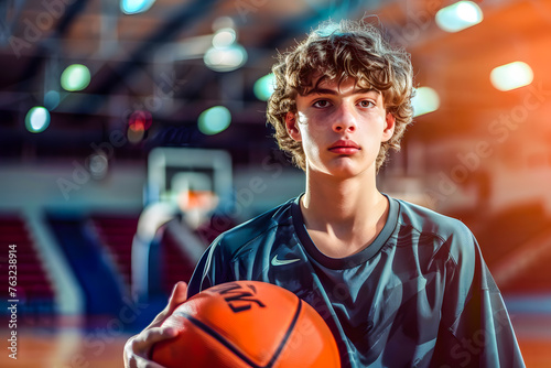 Garçon, adolescent joueur de basket Ball