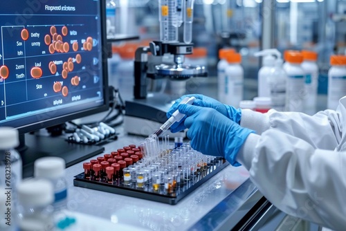 Professional lab conducting pharmaceutical advances close-up on medication analysis