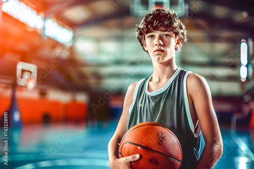 Garçon, adolescent joueur de basket Ball