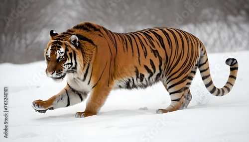A Tiger Prowling Through The Snow Upscaled 3