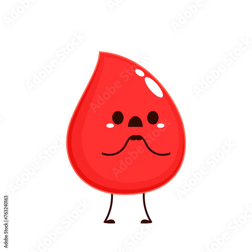 Red Blood Drop Cartoon Character. Vector Illustration Flat Design Isolated On Transparent Background. Red Blood Cell Mascot.
