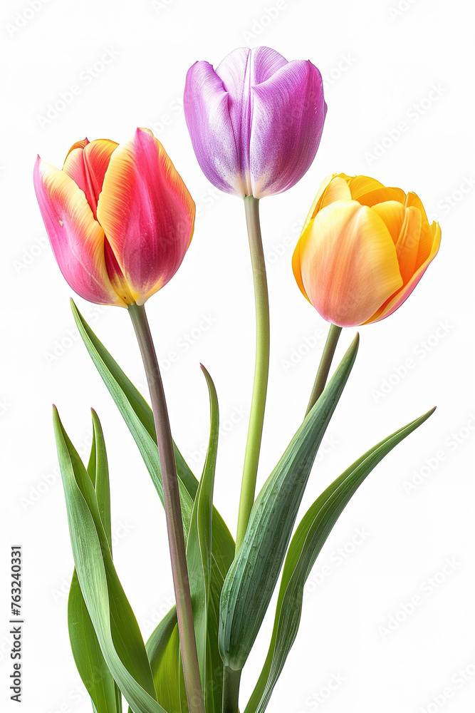 tulips on isolated white background -