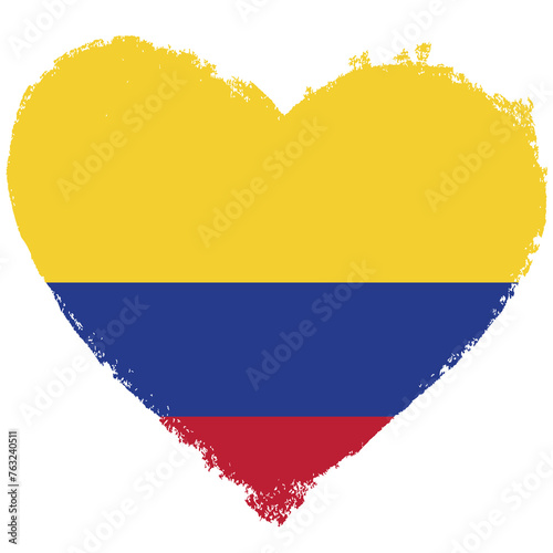 Obraz na płótnie Colombia flag in heart shape isolated on transparent background. w salonie