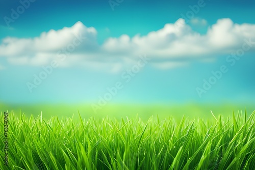 Beautiful green grass under blue skies