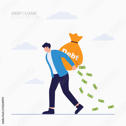 Business debt bad finance illustration