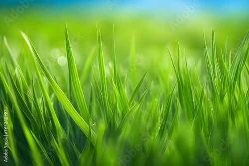 Beautiful green grass under blue skies