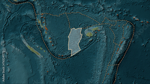 Fototapeta Naklejka Na Ścianę i Meble -  Volcanoes around the Conway Reef plate on the map