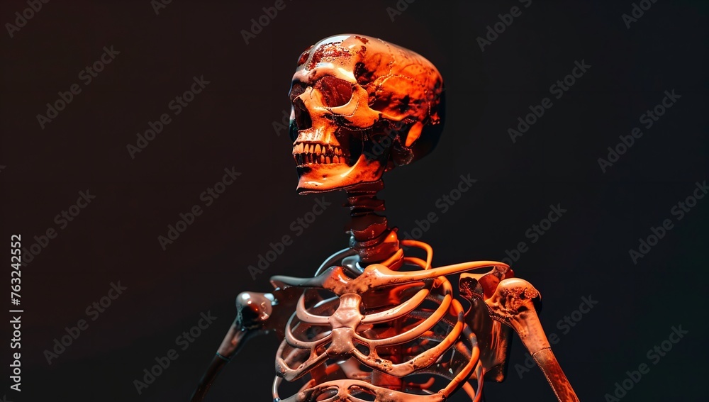 Human Skeleton in Front of a Blackboard