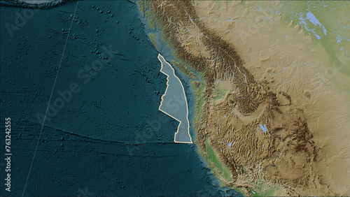 Juan de Fuca tectonic plate on the map photo