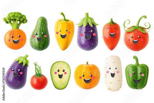 vegetables with cute characters for a children s book or story