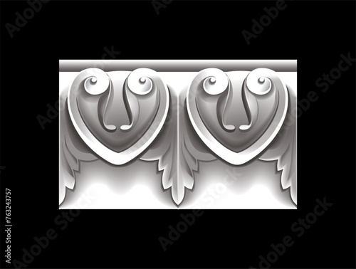 seamless Victorian period frame, monochrome vector pattern