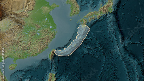 Okinawa tectonic plate on the map