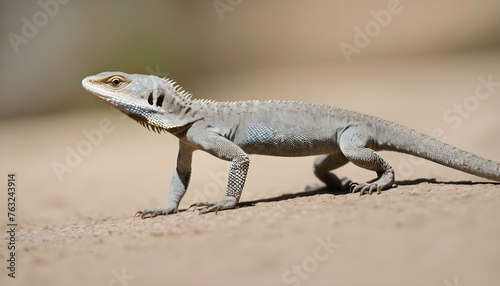 A Lizard In A Defensive Stance Tail Raised Upscaled