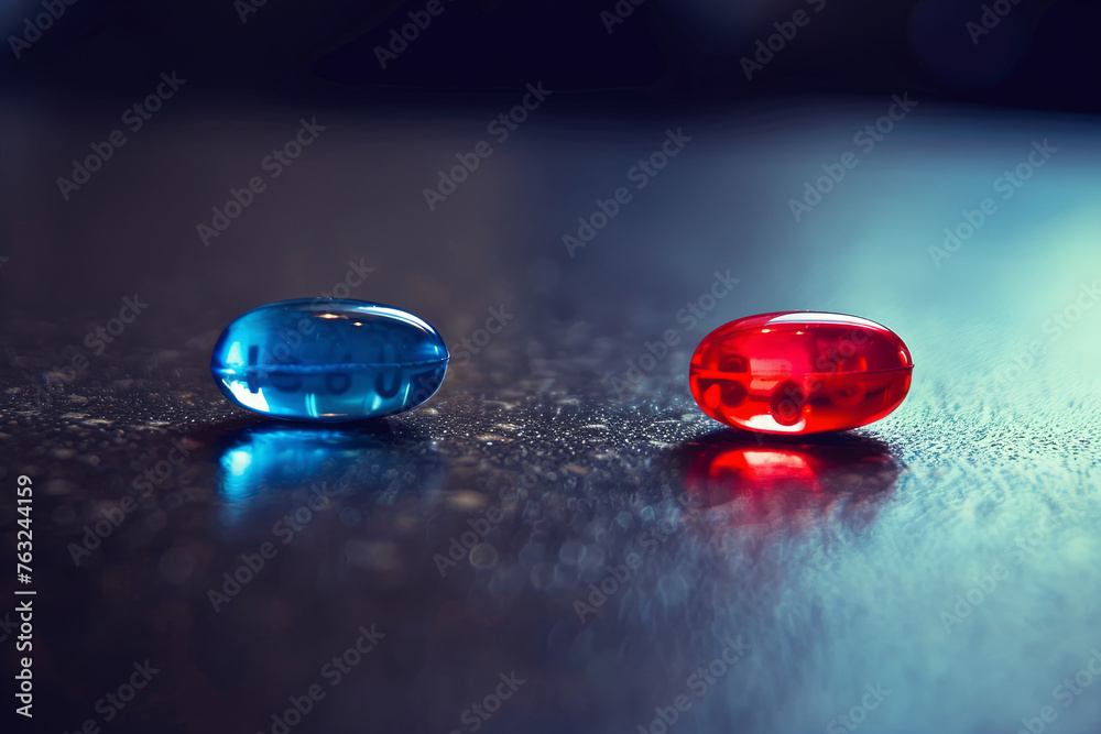 Isolated blue and red pills Isolated blue and red pills