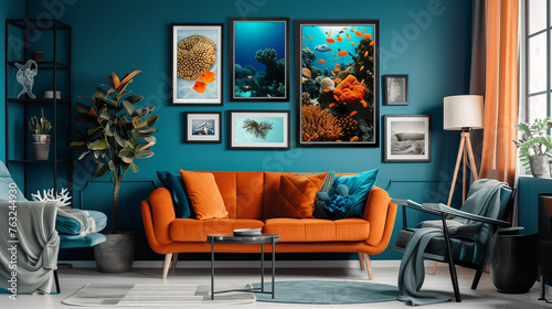 living room interior with marine photos © gilad