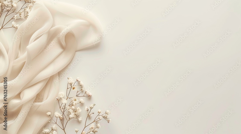 Close Up of White Cloth With Flowers Close Up of White Cloth With Flowers