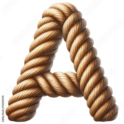 Rope Alphabet Letter A Illustration.