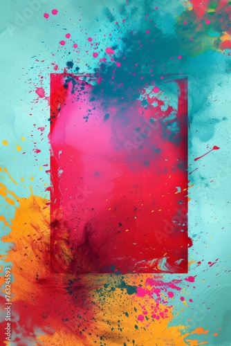 Holi Festival Background Concept - Abstract Painting With Paint Splatters
