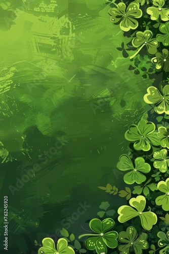 Green Shamrock Leaves Background