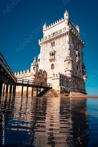 Belem tower at the bank of Tejo River in Lisbon, Portugal