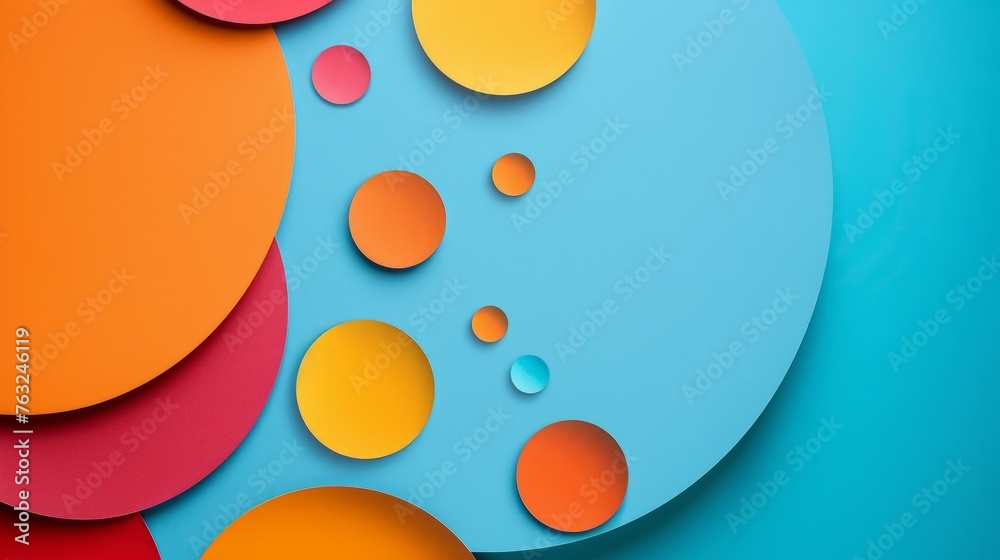 A collection of colorful circles on a blue background, creating a visually appealing and vibrant abstract design A collection of colorful circles on a blue background, creating a visually appealing and vibrant abstract design