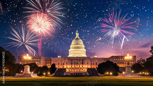 4th of July with fireworks at capitol