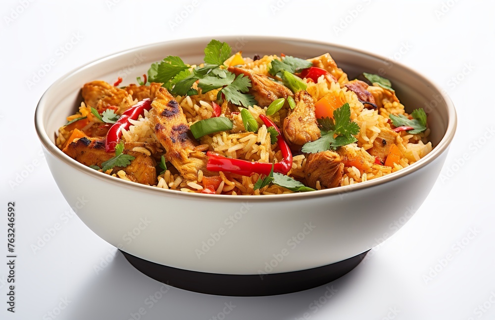 Colorful Chicken Biryani with Red Peppers and Fresh Herbs Colorful Chicken Biryani with Red Peppers and Fresh Herbs