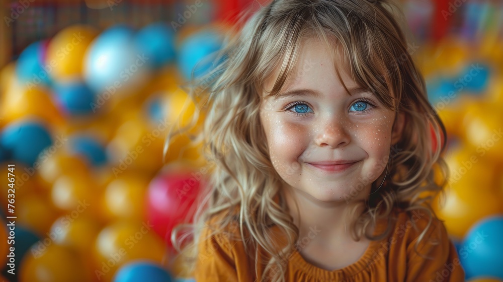 Happy young child girl in an kindergarten playing together Happy young child girl in an kindergarten playing together