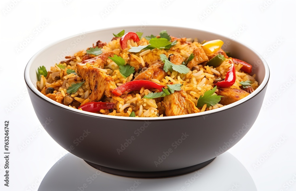 Colorful Chicken Biryani with Red Peppers and Fresh Herbs Colorful Chicken Biryani with Red Peppers and Fresh Herbs