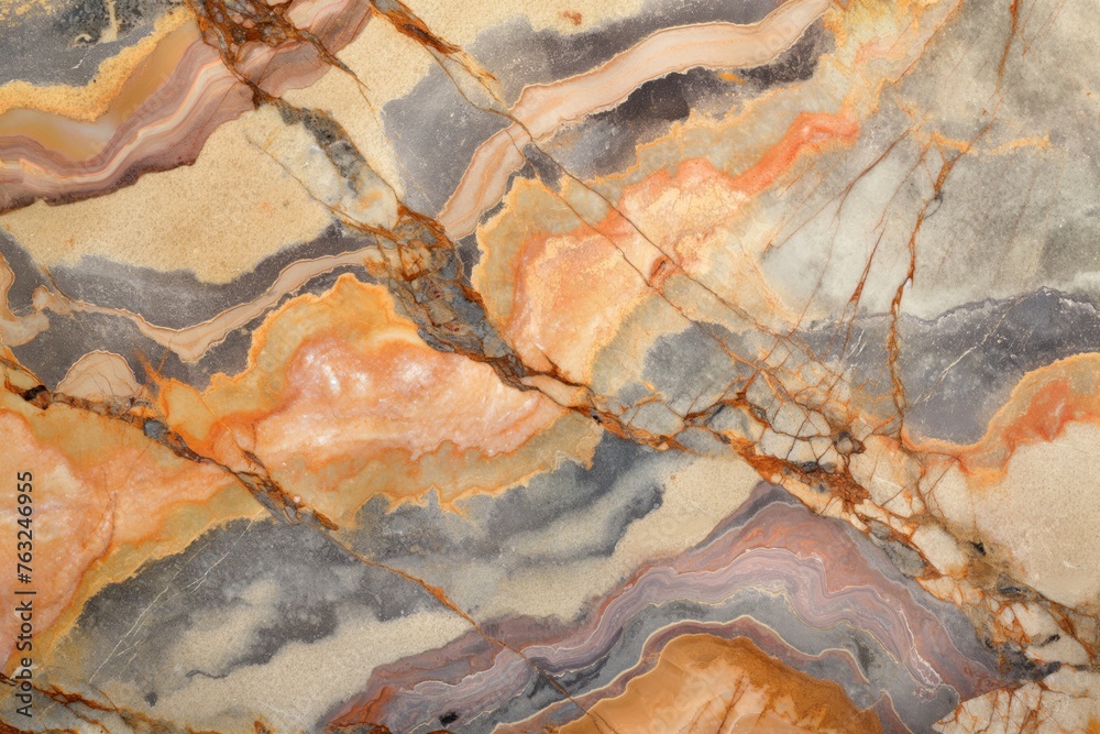 Fototapeta premium Luxurious high-quality natural marble texture with variegated patterns. Elegant orange hues. And gray tones. Perfect for interior and architectural design. Featuring a seamless. Detailed