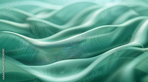 Illustration of a tranquil green waves texture, perfect for creating calming wallpapers. © Aina Tahir