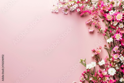 Pink and White Flowers on Pink Background