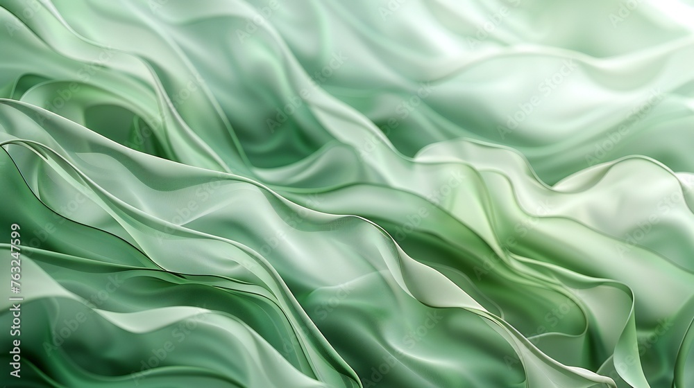 Obraz premium Abstract waves texture with delicate green colors, creating an elegant web backdrop.