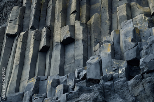 Mesmerizing natural wonder: the majestic basalt column formation. A geological masterpiece with hexagonal patterns and vertical joints