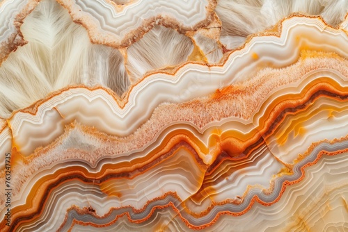 Beautiful, detailed close-up of colorful agate stone texture with earthy layers and smooth, ornamental patterns - perfect for geology or mineral background