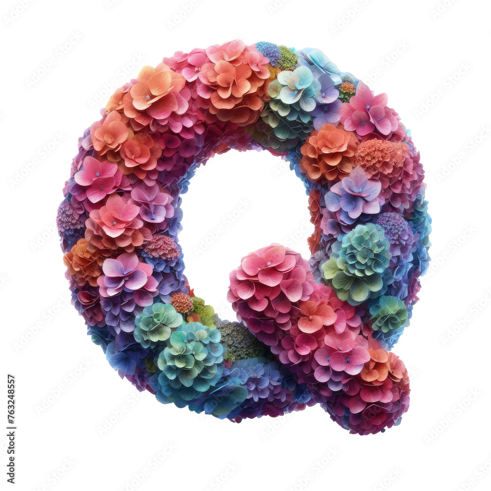 Isolated Floral Letter on a Clear PNG Canvas, Generative AI