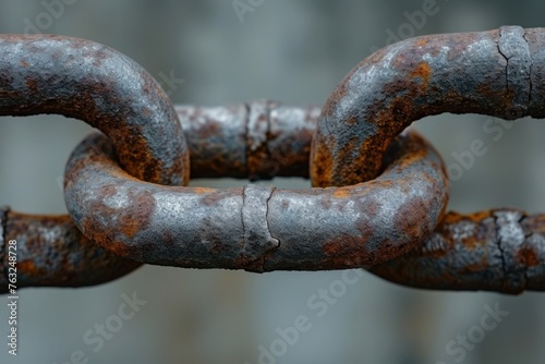 close-up of a rusted, broken chain link, which could be used to represent concepts like strength, decay, or the breaking of bonds.