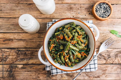 Warm green bean and carrot salad with sesame