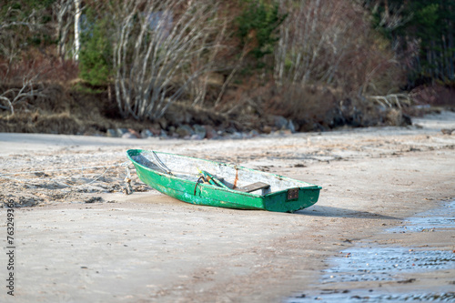 Fototapeta Naklejka Na Ścianę i Meble -   fishing boat on the beach of Baltic Sea, Latvia