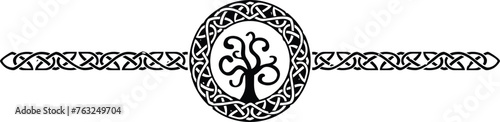 Ornate Celtic Pattern Circle Header with Tribal Tree
