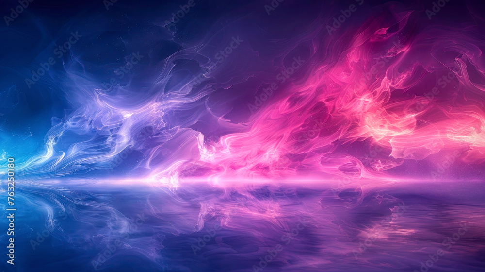 Abstract neon-like smoke in a gradient of colors. Silk fabric background caught in a gentle breeze or the hypnotic dance of auroras in a night sky.
