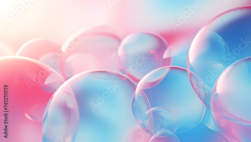 Vivid and Colorful Translucent Bubbles with Pastel Background