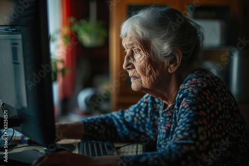 Wise Reflection: Elderly Lady and the Monitor
