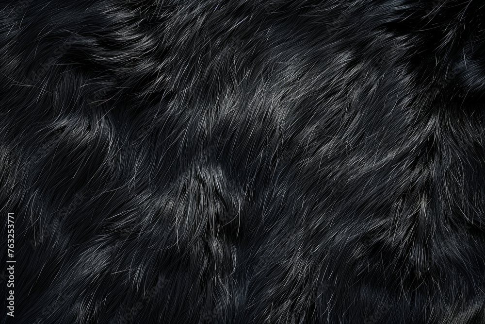 Black animal fur texture for background - obrazy, fototapety, plakaty 