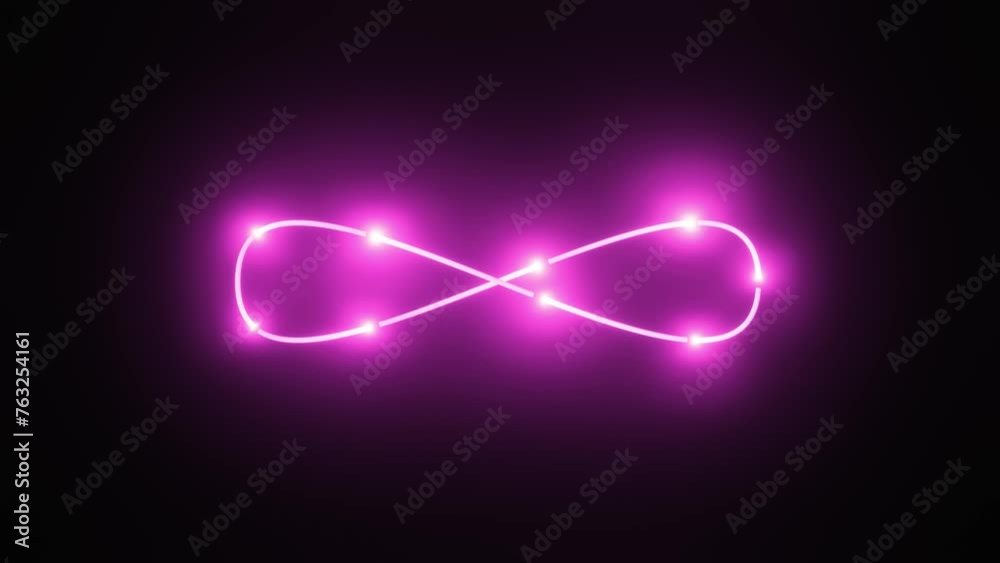 Moving Infinity Sign Neon infinity sign. 3D render seamless loop animation. Abstract ...