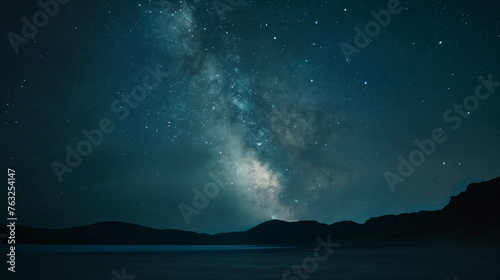 The Milky Way Galaxy Moving In Night Sky Over The Mountain Range On A Background. Landscapes photography