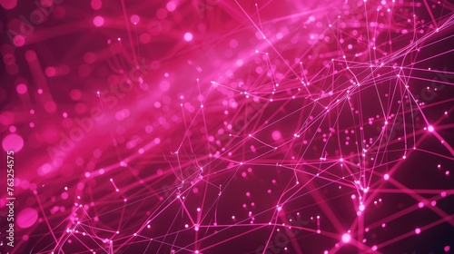 Hot Pink Background with Futuristic Networking Lines - High-Tech Conceptual 3D Render Depicting Abstract Connectivity in a Vibrant Pink Setting